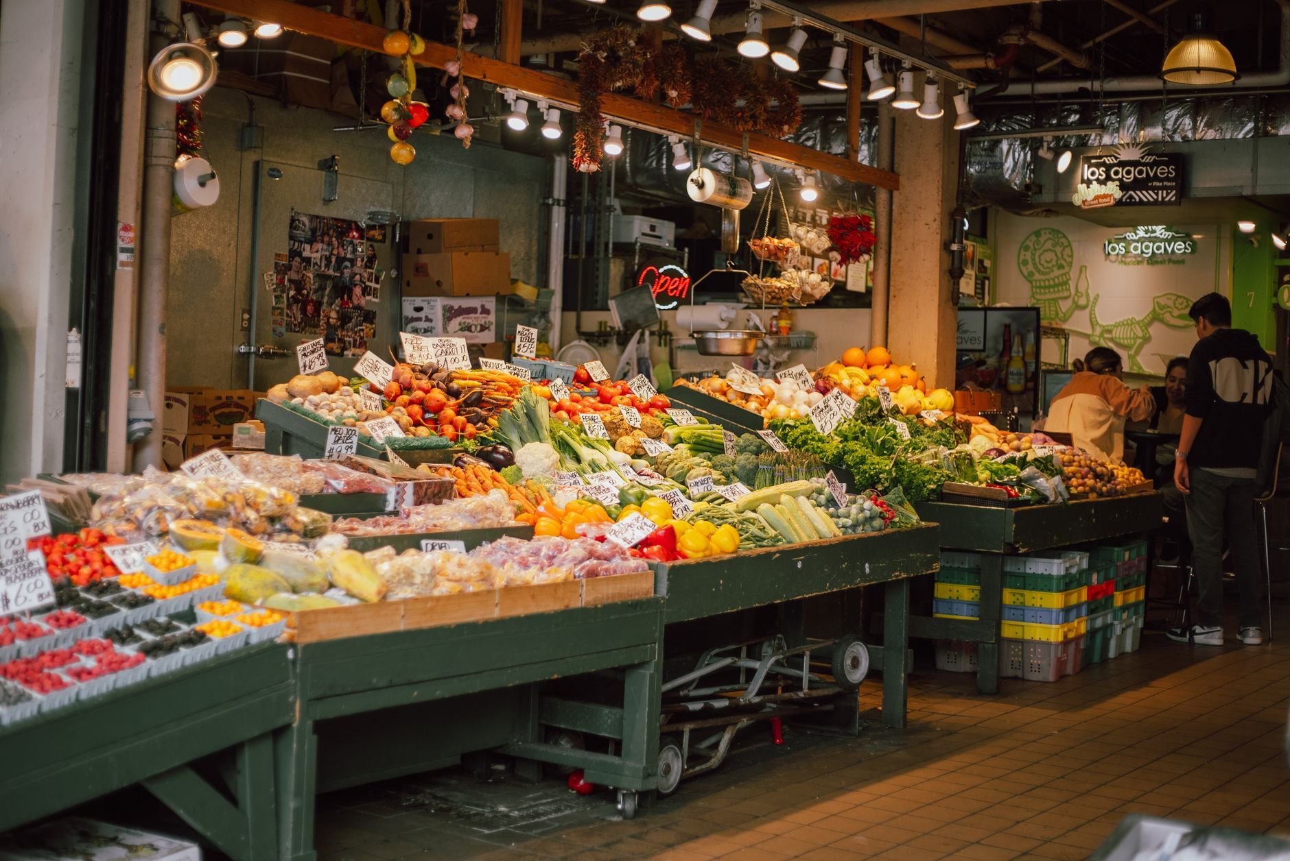 Nova Food Centre interior showing fresh vegetable and fruit aisles