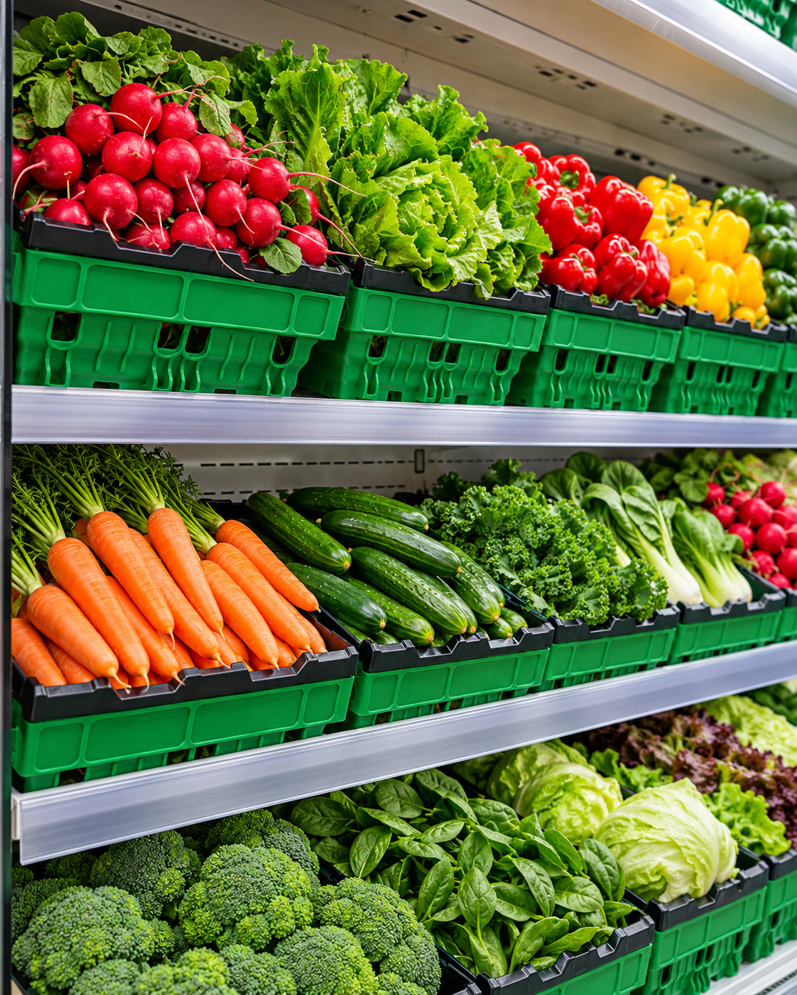 Radishes, lettuce, peppers, carrots and greens at Nova Food Centre